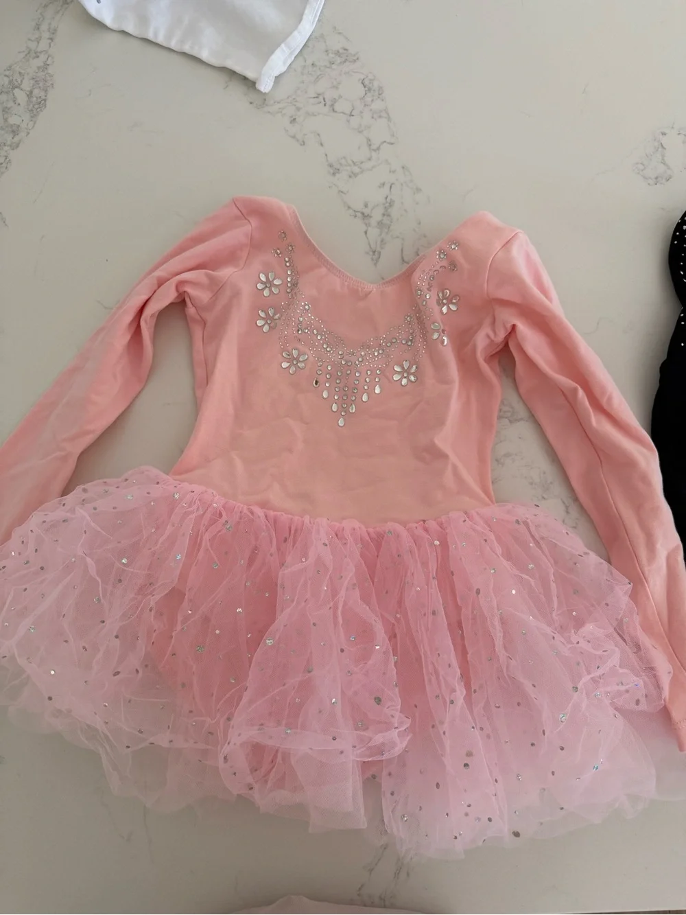 TWO items! Pink Tulle Ballet Dress and Black Sparkle Leotard Set